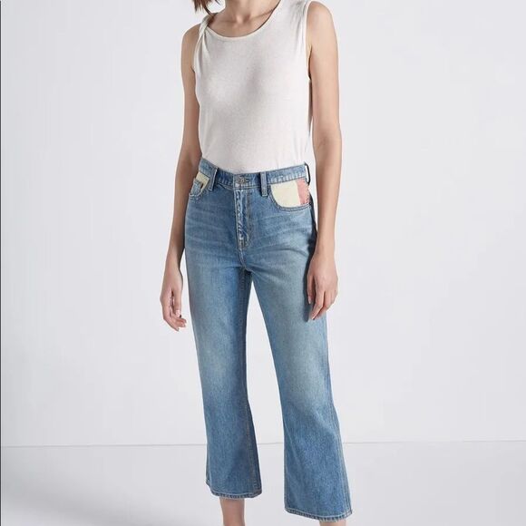 Current Elliot straight leg button patchwork jeans - Picture 4 of 9